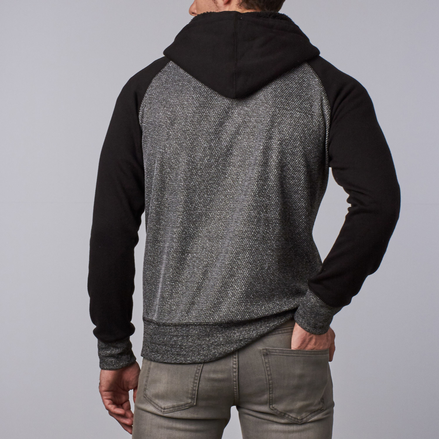 Mitchell Raglan Henley Hoodie // Black (L) - Distortion - Touch of Modern