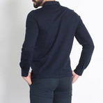 Ermenegildo Zegna // Hidden Placket Long Sleeve Polo // Navy Blue (M)
