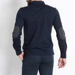 Ermenegildo Zegna // Long Sleeve Elbow Patch Polo // Navy Blue (L)