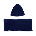 Lambswool Beanie + Scarf // Navy