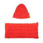 Lambswool Beanie + Scarf // Orange