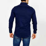 Solid Button-Down Shirt // Navy (S)