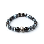 King Artaxias Bracelet // Snowflake Obsidian + Agate With Washers