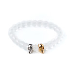 Gold Skulls Bracelet // Frosted Glass