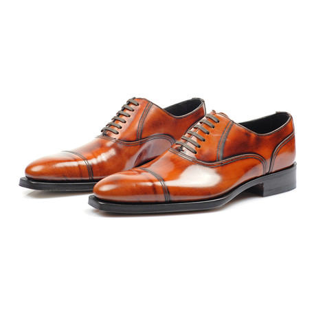 Patent Lace Up Cap Toe Oxford // Golden Brown (Euro: 40)