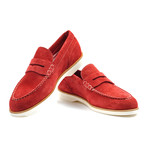 Suede Penny Loafer // Red (Euro: 40.5)