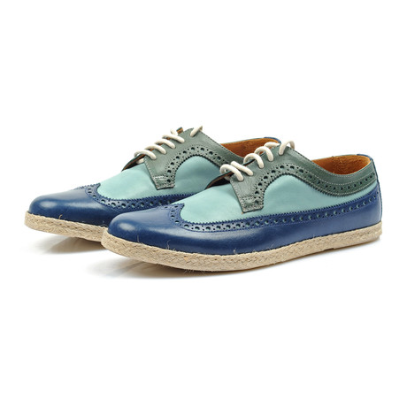 Color Block Wingtip Brogue Espadrille // Blue + Green (Euro: 40)