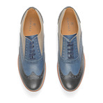 Color Block Wingtip Oxford // Blue + Tan (Euro: 42.5)