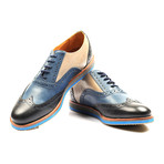 Color Block Wingtip Oxford // Blue + Tan (Euro: 42.5)