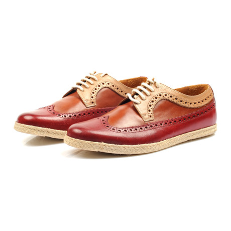 Color Block Wingtip Derby Espadrille // Maroon + Tan (Euro: 40)