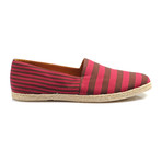 Striped Canvas Espadrille // Red + Brown (Euro: 43.5)