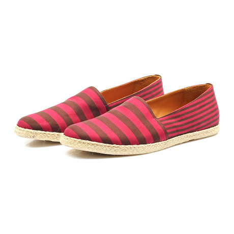 Striped Canvas Espadrille // Red + Brown (Euro: 40)