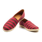 Striped Canvas Espadrille // Red + Brown (Euro: 43.5)