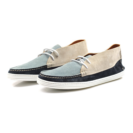 Color Block Suede Boat Chukka // Blue + Tan (Euro: 40)