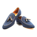 Piped Tassel Loafer // Blue + Brown (Euro: 42)