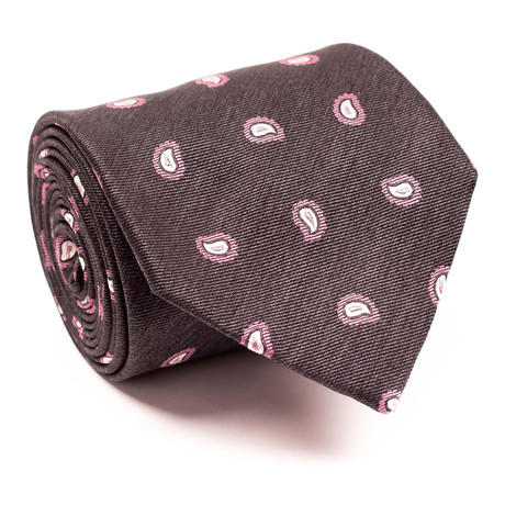 Zegna // Mini Pailsey Tie // Grey + Pink