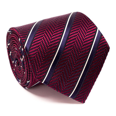 Zegna // Herringbone Shadow Stripe Tie // Red + Blue