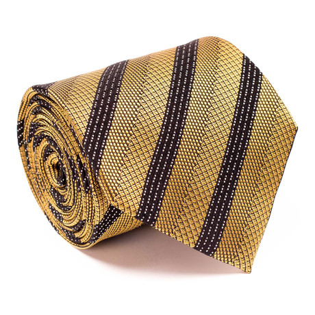Zegna // Multi Textured Stripe Tie // Yellow + Black