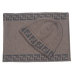Fendi // Wool Hat + Scarf // 2 Piece Gift Set // Brown