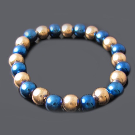 Bead Bracelet // Blue + 18k Rose Gold