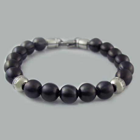 CZ Bead Bracelet // Black Stainless Steel