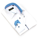 Kinsler Button-Up // White + Blue Trim (L)