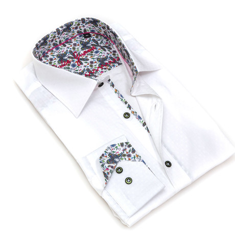 Kent Button-Up // White + Butterfly Trim (S)