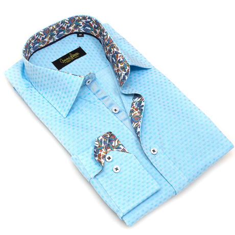 Soriano Button-Up // Blue + Dimond Pattern (XL)