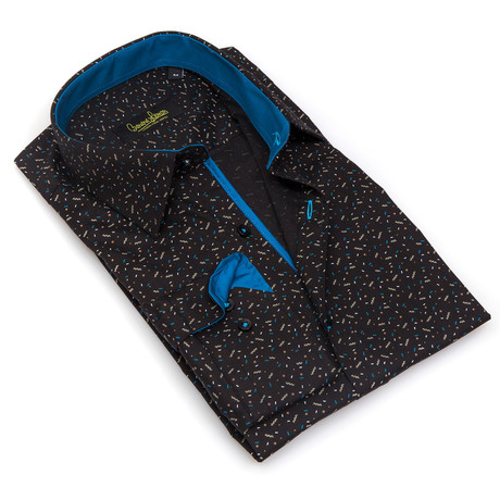 Pierre Button-Up Shirt // Black + Blue (S)