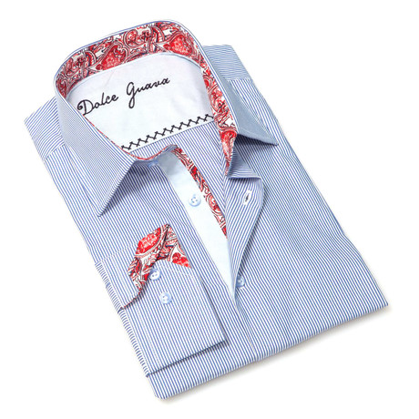 Los Angeles Button-Up // Blue + White (2XL)