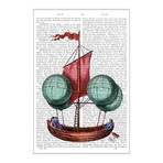 Hot Air Balloon Airship With Red Sail (18"W x 26"H x 0.75"D)