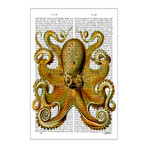 Vintage Yellow Octopus (18"W x 26"H x 0.75"D)