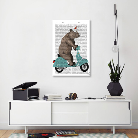 Rhino On Moped (18"W x 26"H x 0.75"D)