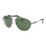 Men's EZ0007 Sunglasses // Shiny Light Ruthenium + Green