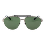 Men's EZ0007 Sunglasses // Shiny Light Ruthenium + Green