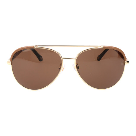 Rounded Triangular Aviator // Brown + Gold