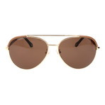 Rounded Triangular Aviator // Brown + Gold