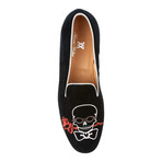 Bryan Romeo Skull Velvet Slipper // Black (US: 9.5)