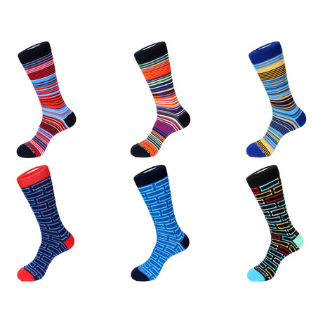 Dress Sock // Bricks + Stripes // Pack of 6