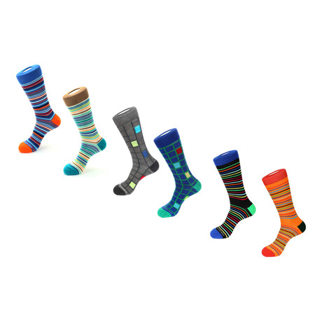 Dress Socks // Squares + Stripes // Pack of 6