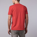 Aspen Apparel // Short Sleeve Brushed Cotton V-Neck // Red (Medium)