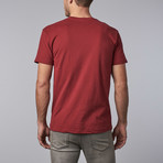 Aspen Apparel // Short Sleeve Brushed Cotton V-Neck // Maroon (Large)