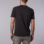 Aspen Apparel // Short Sleeve Brushed Cotton V-Neck // Black (Large)
