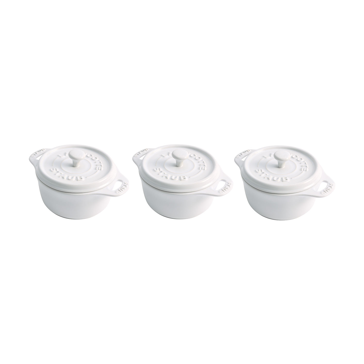 Mini Round Cocotte // Set of 3 (White) - Staub - Touch of Modern