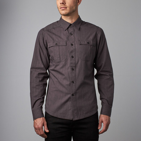 Striate Long-Sleeve Shirt // Caviar Stripe (XS)