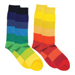 Block Stripe Socks // Multi // Set of 2 (L)