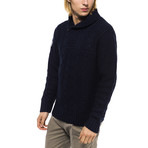 Toggle Shawl Collar Sweater // Blue (L)