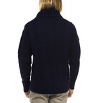 Toggle Shawl Collar Sweater // Blue (L)