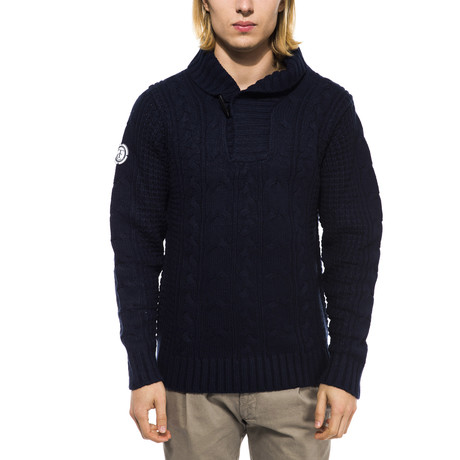 Toggle Shawl Collar Sweater // Blue (S)