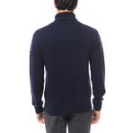 Knitted Shawl Collar Sweater // Blu (M)